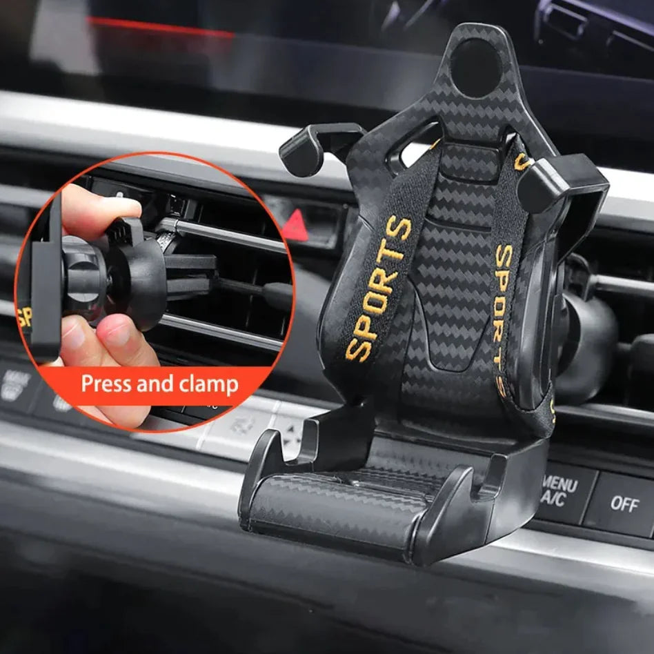 Racing Seat Car Phone Holder - 360° Rotatable Air Vent Clip